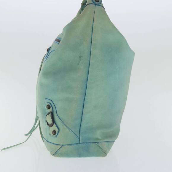 BALENCIAGA The Day Shoulder Bag Leather Light Green 140442 Auth 95358 - Picture 4 of 16